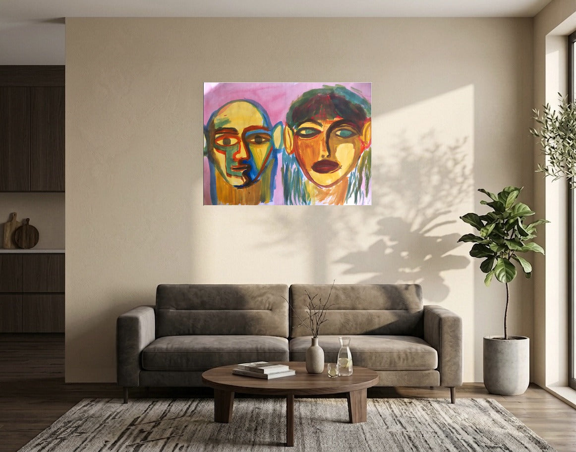 Double Portrait On Rose — Poster
