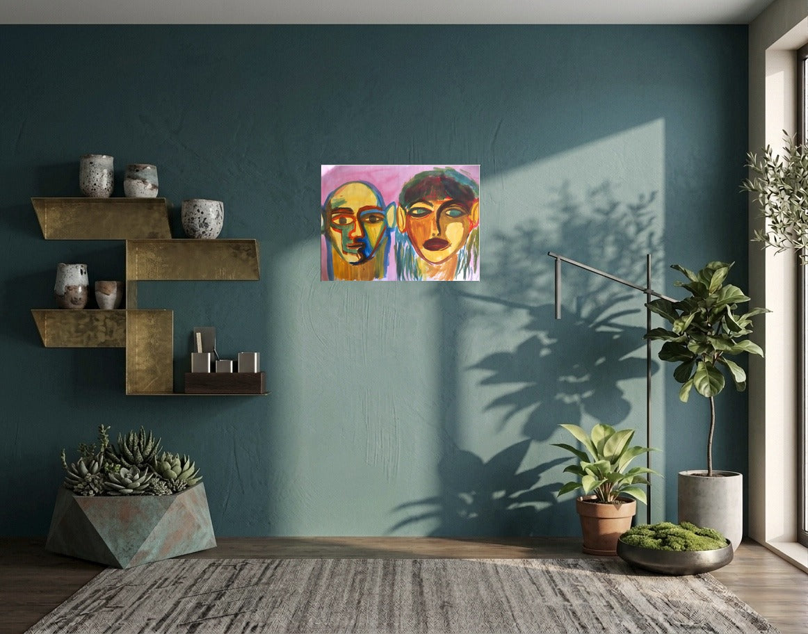 Double Portrait On Rose — Poster