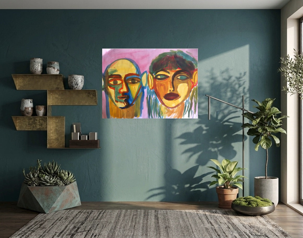 Double Portrait On Rose — Poster